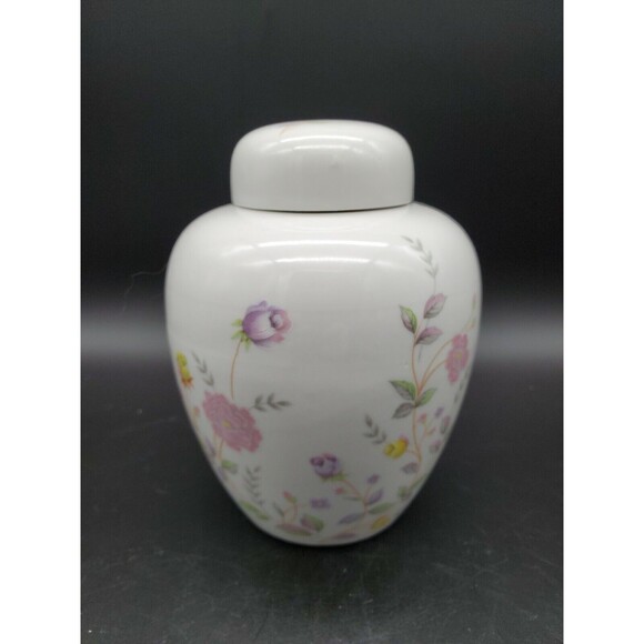 Ginger Jar Pastel Hand Painted Flowers Made in Japan Foil Label Vintage - Picture 1 of 12